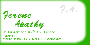 ferenc apathy business card